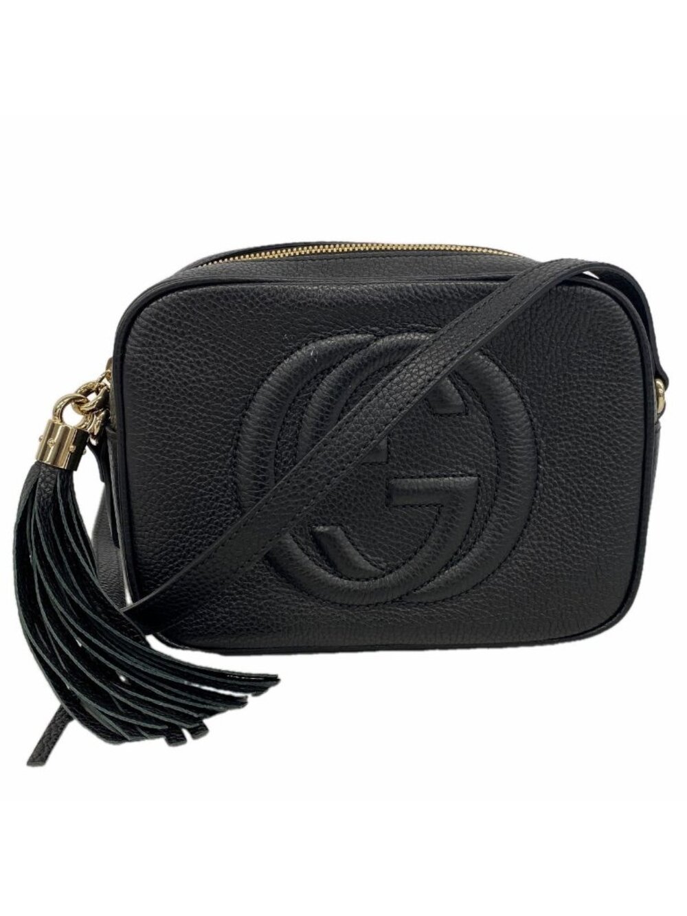 Gucci Shoulder Bag Soho Leather Black Champagne Gold